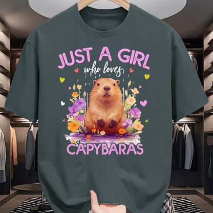 Cute Capybara Shirt, Funny Capybara Unisex T-Shirt/Hoodie/Sweatshirt HLT00 - Just A Girl Who Loves Capybaras For Women Girls T-Shirt