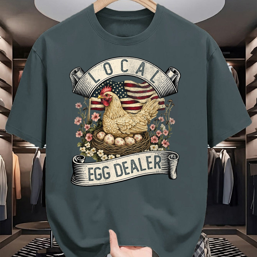 Best Farmer Life Shirt, Funny Farmer UnisexT-Shirt/Hoodie/Sweatshirt HLT00 - Local Egg Dealer  Farm Chicken with American Flag Farmer T-Shirt