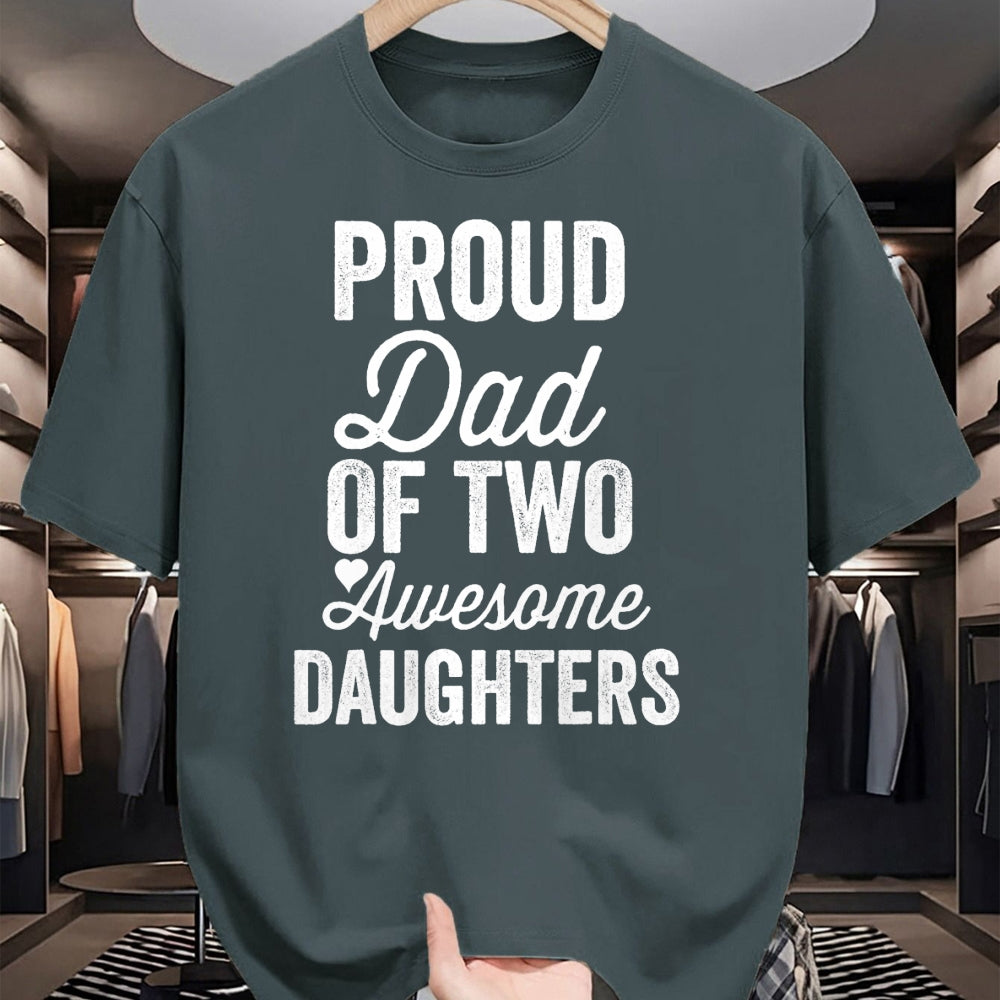 Gift for Dad Shirt, Funny Dad Unisex T-Shirt/Hoodie/Sweatshirt HLT00 – PROUD DAD OF TWO AWESOME DAUGHTERS Funny Father_s Day Joke T-Shirt