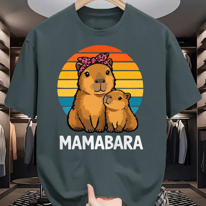 Cute Capybara Shirt, Funny Capybara Unisex T-Shirt/Hoodie/Sweatshirt HLT00 - Mamabara Capybara Mother T-Shirt