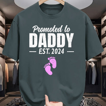 Gift for Dad Shirt, Funny Dad Unisex T-Shirt/Hoodie/Sweatshirt HLT00 – Promoted To Daddy Est 2024 Fathers Day First Time Dad Girl T-Shirt
