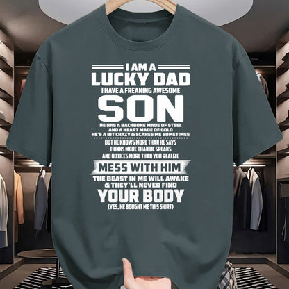 Gift for Dad Shirt, Funny Dad Unisex T-Shirt/Hoodie/Sweatshirt HLT00 – I am a lucky dad i have a freaking awesome son T-Shirt