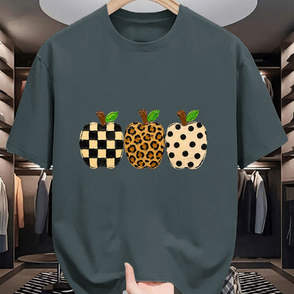 Best Teacher Shirt, Funny Teacher UnisexT-Shirt/Hoodie/Sweatshirt HLT00 - Pattern Apple Trio Leopard Print Checkered Polka Dot Teacher T-Shirt