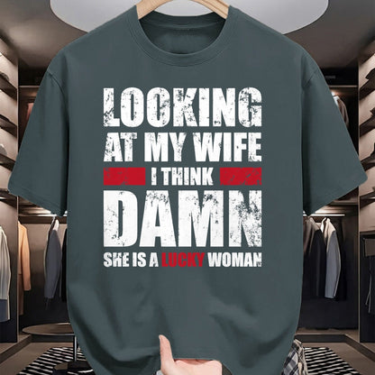 Best Wife Shirt, Wife and Husband Unisex T-Shirt/Hoodie/Sweatshirt HLT00 - Gift for wife T shirt, lucky wife   My Wife - She Is A Lucky Woman - Funny Husband T-Shirt