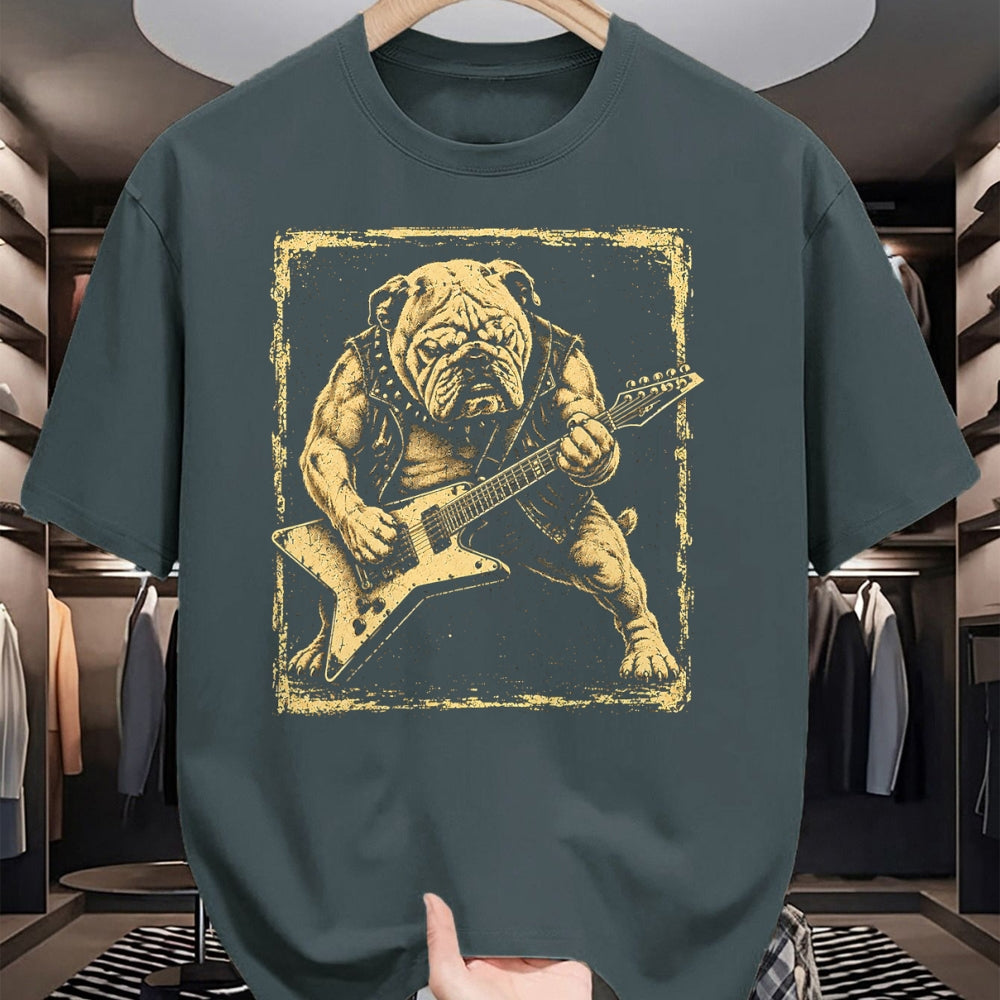 Guitar Lover Shirt, Funny Guitar UnisexT-Shirt/Hoodie/Sweatshirt HLT00 - Funny Bulldog Dog Playing Guitar Rock Punk Vintage T-Shirt