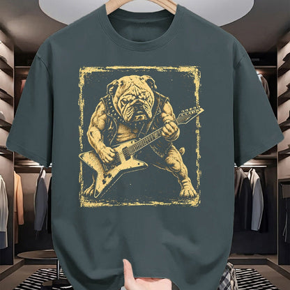 Guitar Lover Shirt, Funny Guitar UnisexT-Shirt/Hoodie/Sweatshirt HLT00 - Funny Bulldog Dog Playing Guitar Rock Punk Vintage T-Shirt