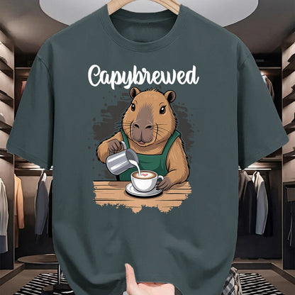 Cute Capybara Shirt, Funny Capybara Unisex T-Shirt/Hoodie/Sweatshirt HLT00 - Capybrewed Funny Capybara Barista Coffee Lover T-Shirt