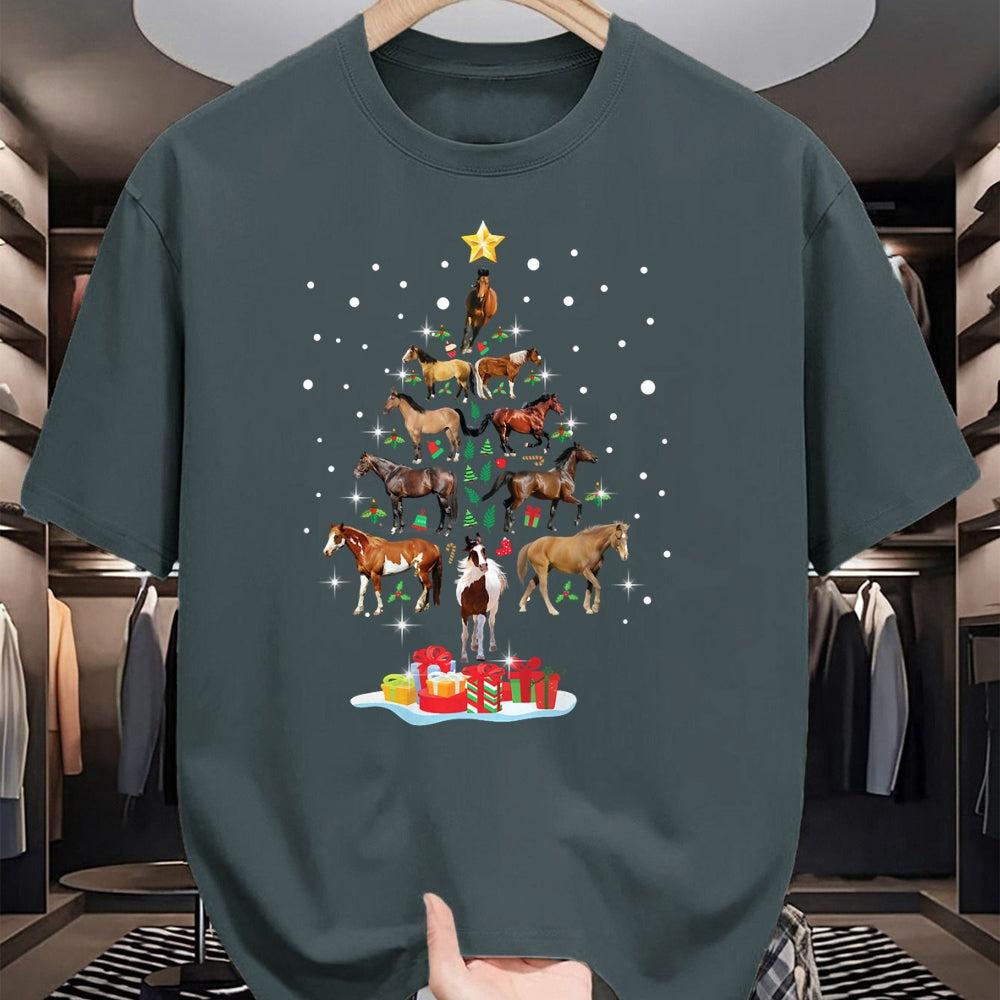 Best Horse Lover Shirt , Funny Horse UnisexT-Shirt/Hoodie/Sweatshirt HLT00 - Horse Tree Christmas Horses Xmas Gifts for Women Girls T-Shirt