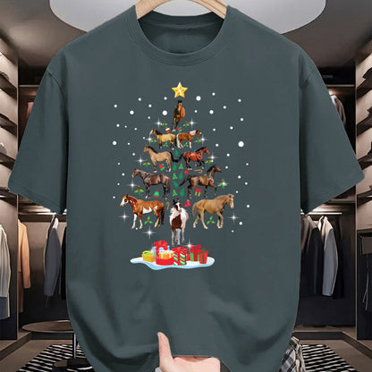 Best Horse Lover Shirt , Funny Horse UnisexT-Shirt/Hoodie/Sweatshirt HLT00 - Horse Tree Christmas Horses Xmas Gifts for Women Girls T-Shirt