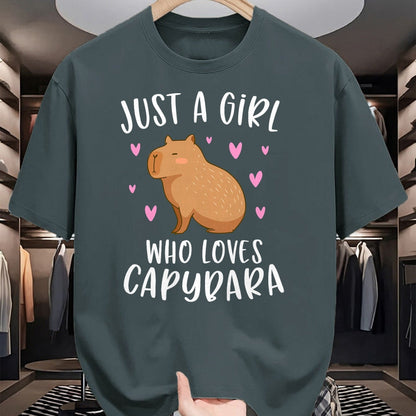Cute Capybara Shirt, Funny Capybara Unisex T-Shirt/Hoodie/Sweatshirt HLT00 - Cute Capybara Just A Girl Who Loves Capybara T-Shirt