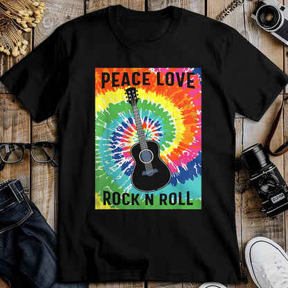 Guitar Lover Shirt, Funny Guitar UnisexT-Shirt/Hoodie/Sweatshirt HLT00 - Peace Love Rock n Roll Tie Dye Hippie Guitar Music Retro T-Shirt
