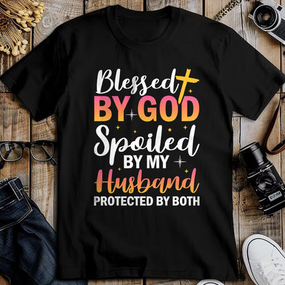 Best Wife Shirt, Wife and Husband Unisex T-Shirt/Hoodie/Sweatshirt HLT00 - Gift for wife T shirt, spoiled wife   Christian Wife Jesus Blessed By God Spoiled By My Husband T-Sh (1)