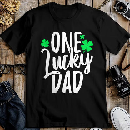 Gift for Dad Shirt, Funny Dad Unisex T-Shirt/Hoodie/Sweatshirt HLT00 – One Lucky Dad St. Patrick_s Day Shamrock Family Pajama T-Shirt