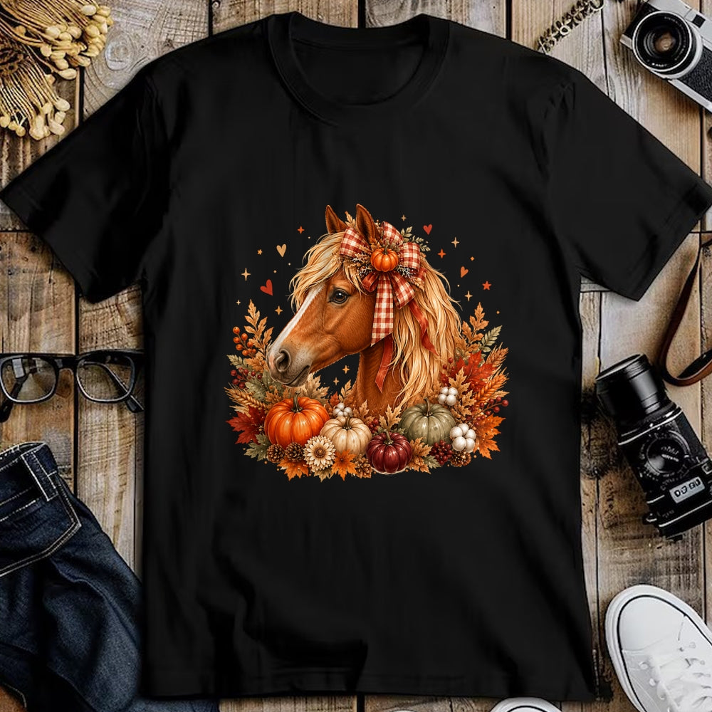 Best Horse Lover Shirt , Funny Horse UnisexT-Shirt/Hoodie/Sweatshirt HLT00 - Cute Horse Pumpkin Coquette Bow Autumn Fall Equestrian T-Shirt