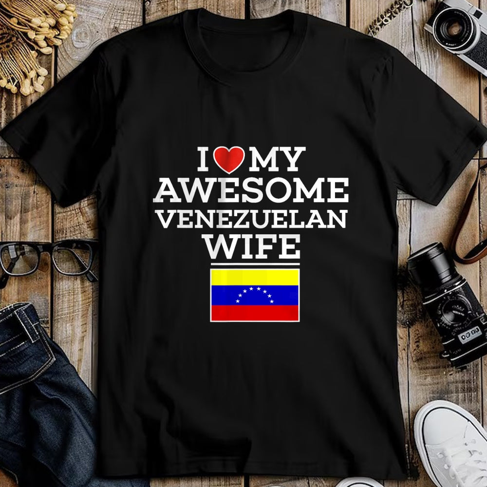 Best Wife Shirt, Wife and Husband Unisex T-Shirt/Hoodie/Sweatshirt HLT00 - I Love My AWESOME Venezuelan WIFE Flag Heart Tee for Husband