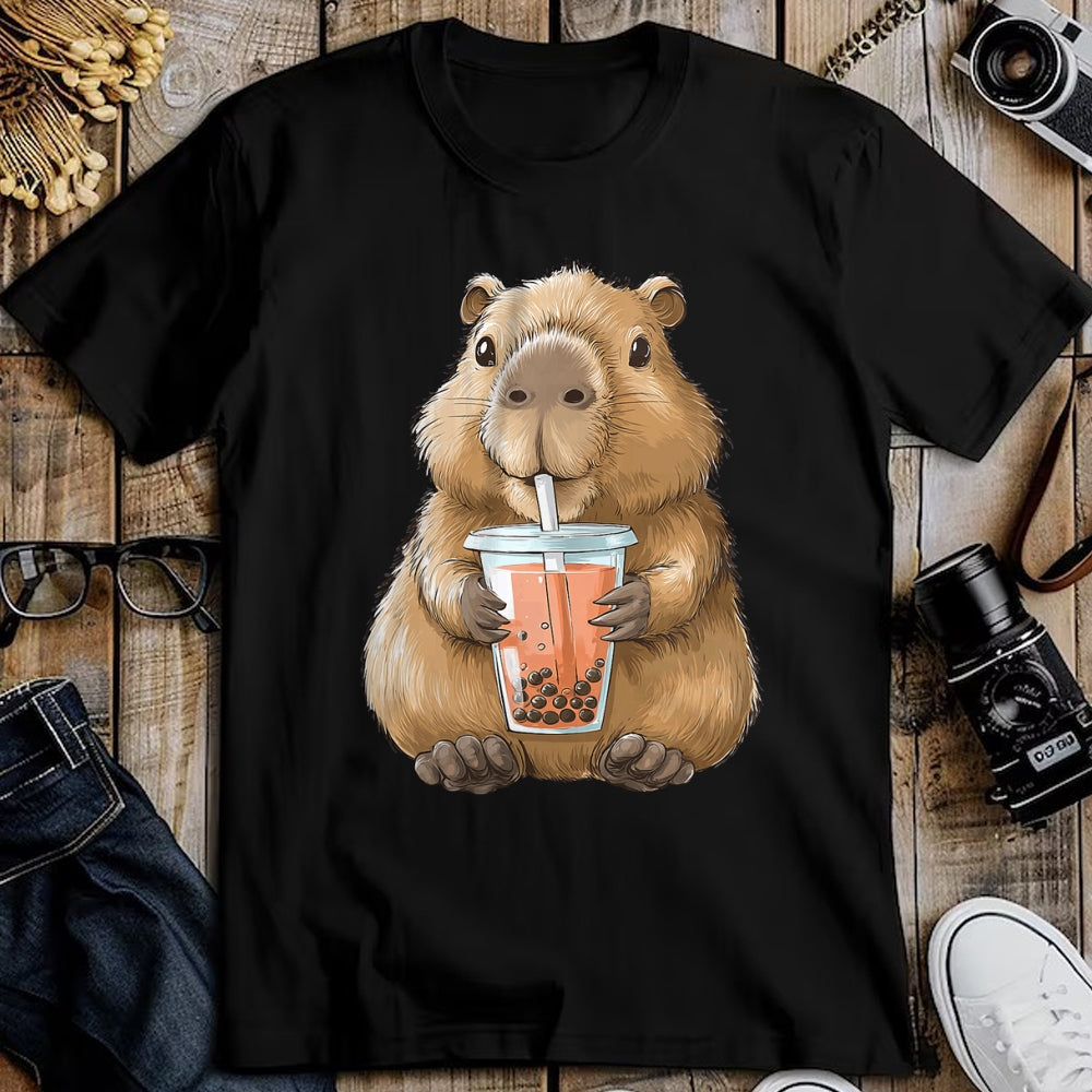 Cute Capybara Shirt, Funny Capybara Unisex T-Shirt/Hoodie/Sweatshirt HLT00 - Kawaii Anime Capybara Boba T-Shirt