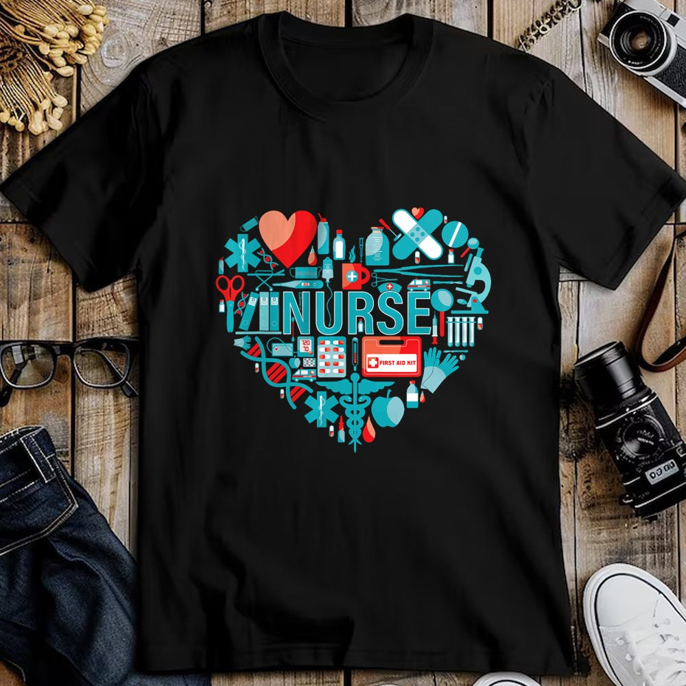 Funny Nurse Shirt, Nurse Unisex T-Shirt/Hoodie/Sweatshirt HLT00 - Nurse Love Nursing Student RN Nurse heart CNA women men gift T-Shirt