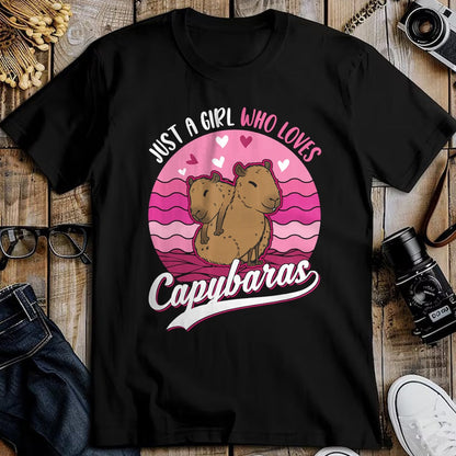 Cute Capybara Shirt, Funny Capybara Unisex T-Shirt/Hoodie/Sweatshirt HLT00 - Just a Girl who Loves Capybaras T-Shirt (7)
