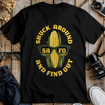 Best Farmer Life Shirt, Funny Farmer UnisexT-Shirt/Hoodie/Sweatshirt HLT00 - Funny Shuck Around and Find Out SAFO Farmers Corn Sunglasses T-Shirt