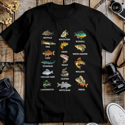 Funny Fishing Shirt, Gift For Fishing Lover Unisex T-Shirt/Hoodie/Sweatshirt HLT00 - Types of Freshwater Fish Species Fishing Fisherman Anglers T-Shirt