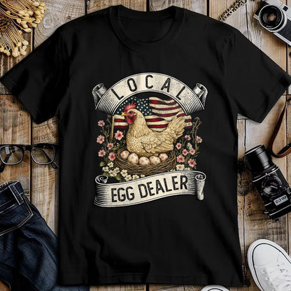 Best Farmer Life Shirt, Funny Farmer UnisexT-Shirt/Hoodie/Sweatshirt HLT00 - Local Egg Dealer  Farm Chicken with American Flag Farmer T-Shirt
