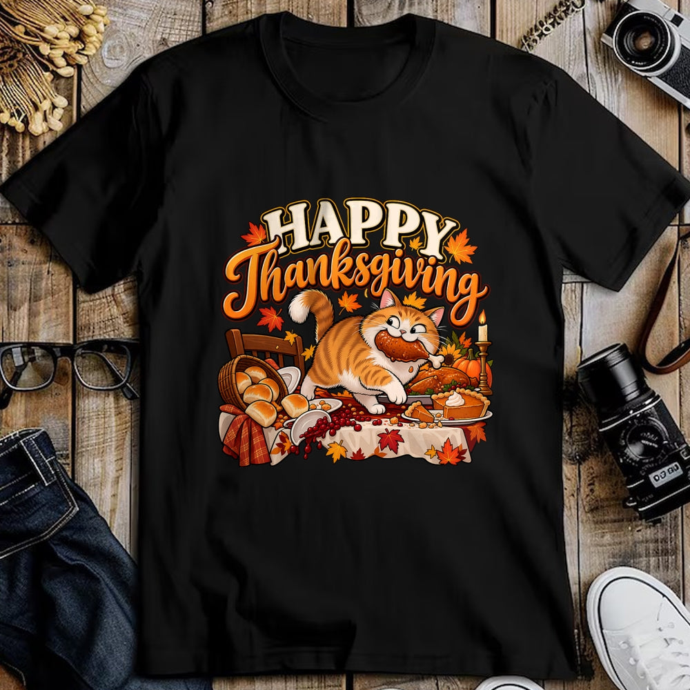 Best Thanksgiving Family Shirt , Funny Thanksgiving UnisexT-Shirt/Hoodie/Sweatshirt HLT00 - Happy Thanksgiving Funny Cute Cat Turkey Dinner Autumn Feast T-Shirt