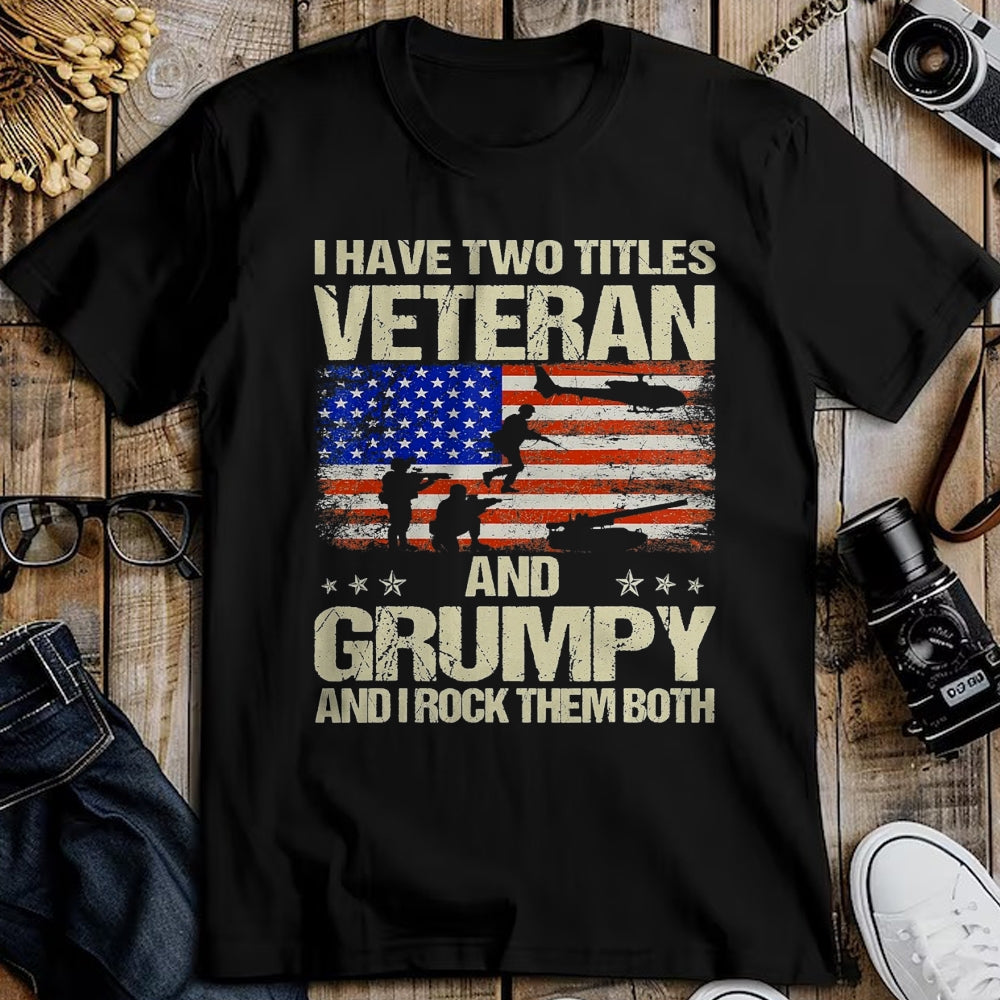 Proud Veteran Shirt, Funny Veteran UnisexT-Shirt/Hoodie/Sweatshirt HLT00 - I Have Two Titles Veteran and Grumpy Funny Dad Papa Grandpa T-Shirt, Men, Black, 3X-Large