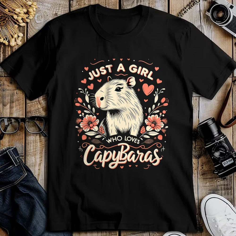 Cute Capybara Shirt, Funny Capybara Unisex T-Shirt/Hoodie/Sweatshirt HLT00 - Just a Girl who Loves Capybaras T-Shirt (6)