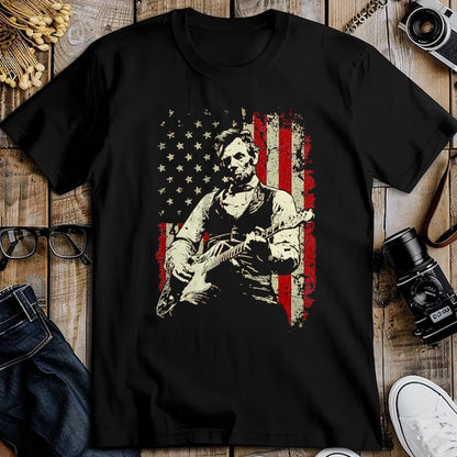 Guitar Lover Shirt, Funny Guitar UnisexT-Shirt/Hoodie/Sweatshirt HLT00 - Abraham Lincoln Playing Guitar Rock and Roll American Flag T-Shirt, Men, Black, 3X-Large