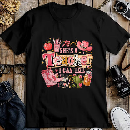 Best Teacher Shirt, Funny Teacher UnisexT-Shirt/Hoodie/Sweatshirt HLT00 - Shes A Teacher I Can Tell Western Classroom Art T-Shirt