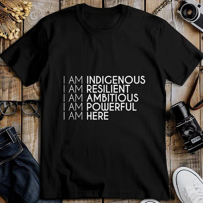 Native American T-Shirts, Vintage Native American Unisex T-Shirt/Hoodie/Sweatshirt HLT00 - Resilient Ambitious Powerful Here Native American Indigenous