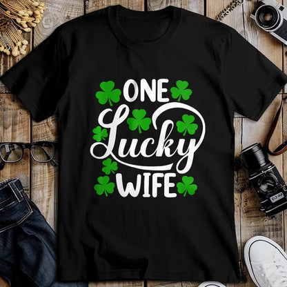 Best Wife Shirt, Wife and Husband Unisex T-Shirt/Hoodie/Sweatshirt HLT00 - Gift for wife T shirt, lucky wife   One Lucky Wife Funny St Patrick's Day Shamrocks Premium T-Shirt