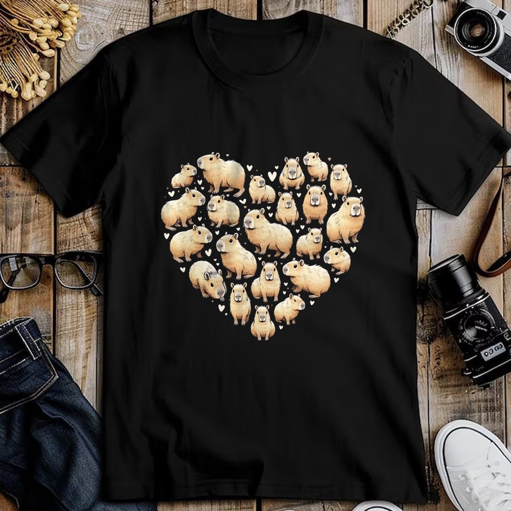 Cute Capybara Shirt, Funny Capybara Unisex T-Shirt/Hoodie/Sweatshirt HLT00 - Heart Shaped Capybara Long Sleeve T-Shirt