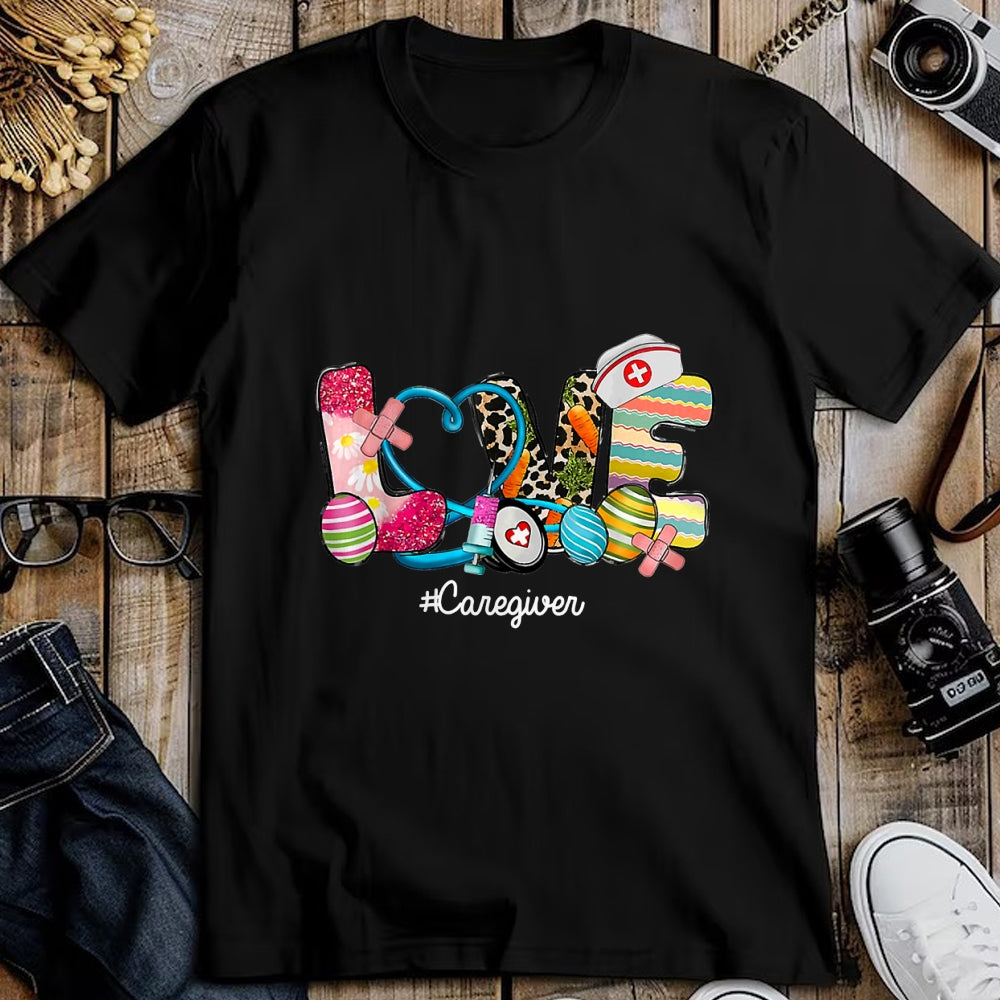 Funny Nurse Shirt, Nurse Unisex T-Shirt/Hoodie/Sweatshirt HLT00 - LOVE Stethoscope Scrub Caregiver Nurse Life Easter Day T-Shirt