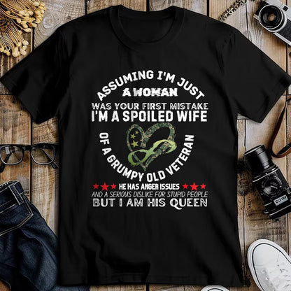 Best Wife Shirt, Wife and Husband Unisex T-Shirt/Hoodie/Sweatshirt HLT00 - Gift for wife T shirt, spoiled wife   Womens Husband Wife I'm A Spoiled Wife Of A Grumpy Old Veteran
