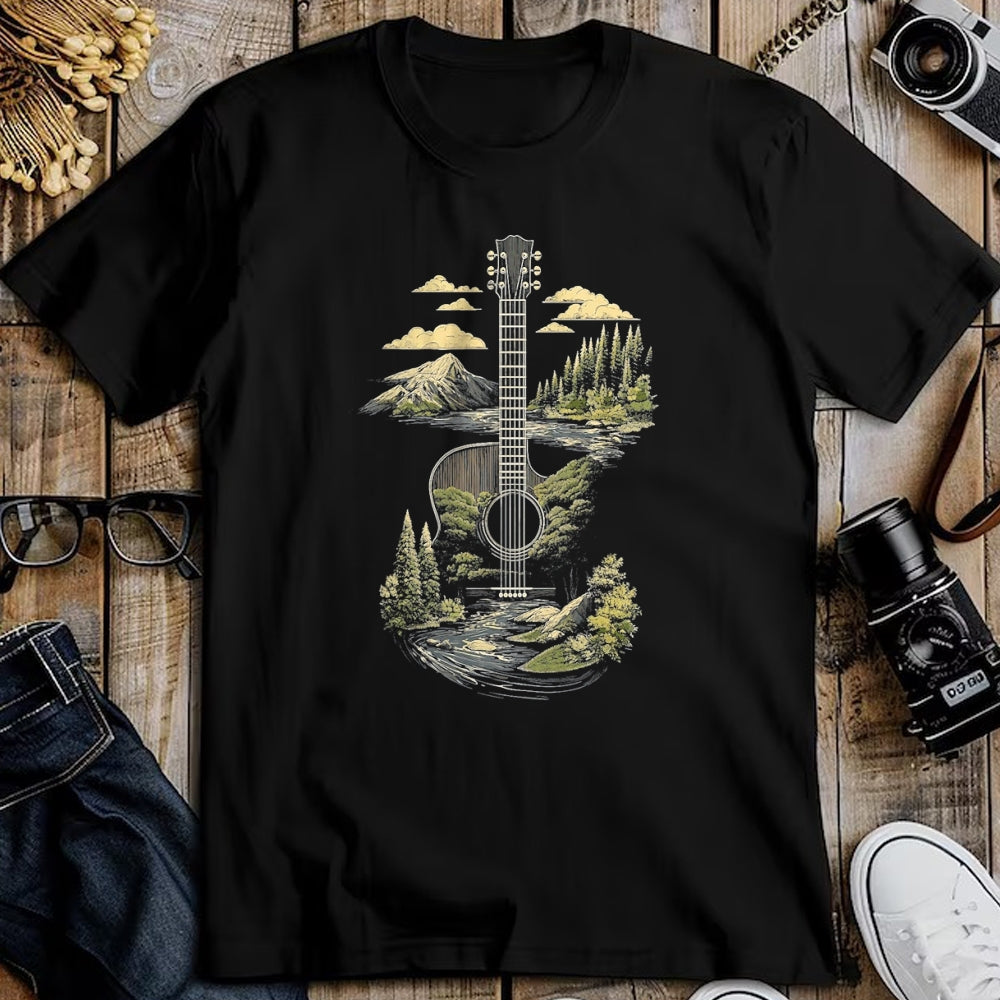Guitar Lover Shirt, Funny Guitar UnisexT-Shirt/Hoodie/Sweatshirt HLT00 - Acoustic Guitar Nature Forest Mountain Art T-Shirt, Men, Black, 3X-Large