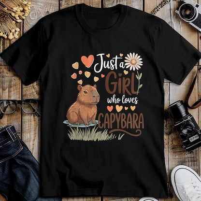 Cute Capybara Shirt, Funny Capybara Unisex T-Shirt/Hoodie/Sweatshirt HLT00 - Just A Girl Who Loves Capybaras Cute Capybara Women Girls T-Shirt