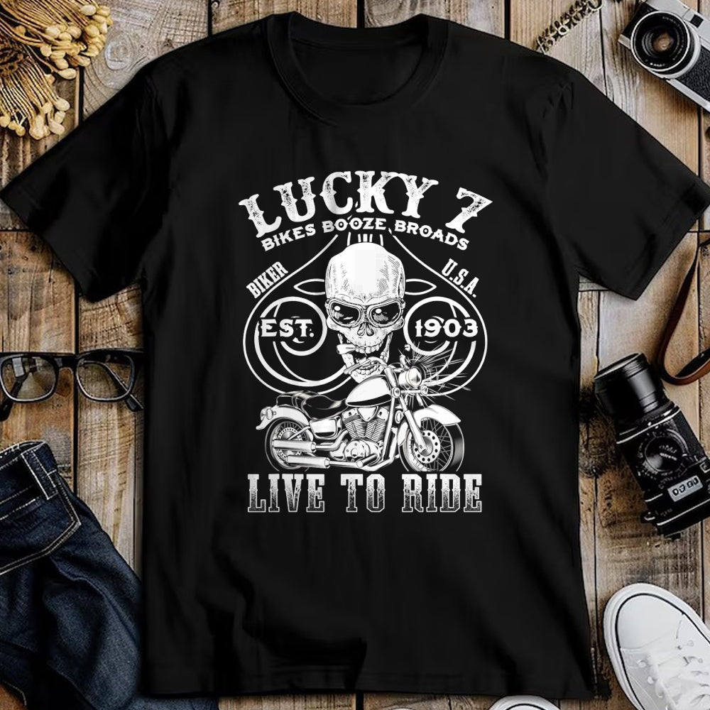 Gift for Dad Shirt, Funny Dad Unisex T-Shirt/Hoodie/Sweatshirt HLT00 – Lucky 7 Live To Ride Poker Style T-Shirt