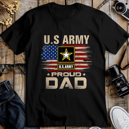 Gift for Dad Shirt, Funny Dad Unisex T-Shirt/Hoodie/Sweatshirt HLT00 – Vintage U.S Army Proud Dad With American Flag T-Shirt