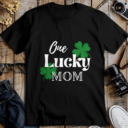 Gift for Mom Shirt, Funny Mom Unisex T-Shirt/Hoodie/Sweatshirt HLT00 - One Lucky Mom St Patricks Day Green Clover Shamrock Mama T-Shirt