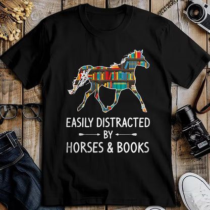 Best Horse Lover Shirt , Funny Horse UnisexT-Shirt/Hoodie/Sweatshirt HLT00 - Easily Distracted By Horses & Books Lover Gift Hare Mare T-Shirt