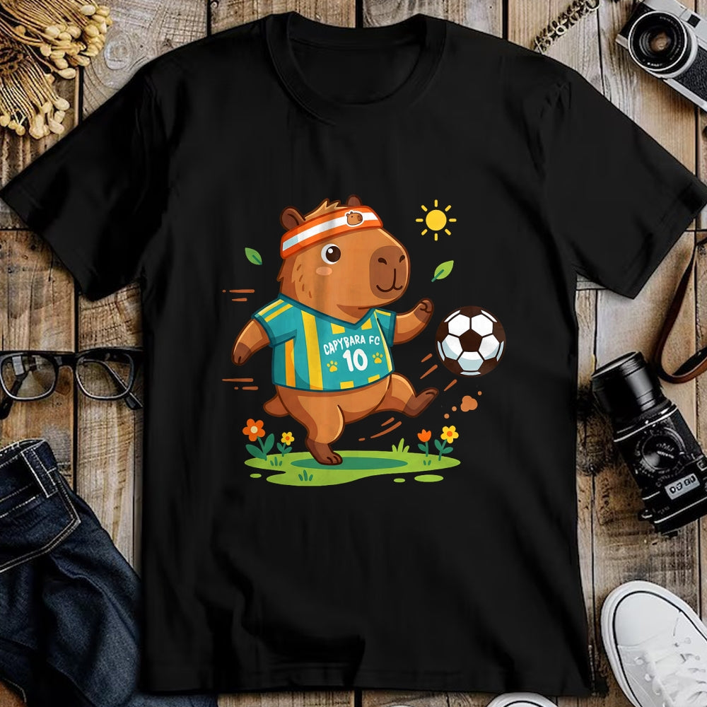 Cute Capybara Shirt, Funny Capybara Unisex T-Shirt/Hoodie/Sweatshirt HLT00 - Capybara Soccer Player Headband Funny Animal Sports Fan T-Shirt