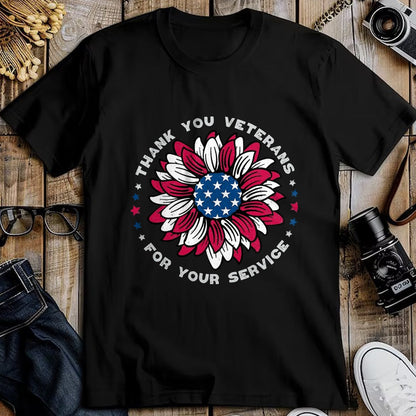 Proud Veteran Shirt, Funny Veteran UnisexT-Shirt/Hoodie/Sweatshirt HLT00 - Thank You Veterans Sunflower, Military Veterans Day Tribute T-Shirt, Men, Black, 3X-Large