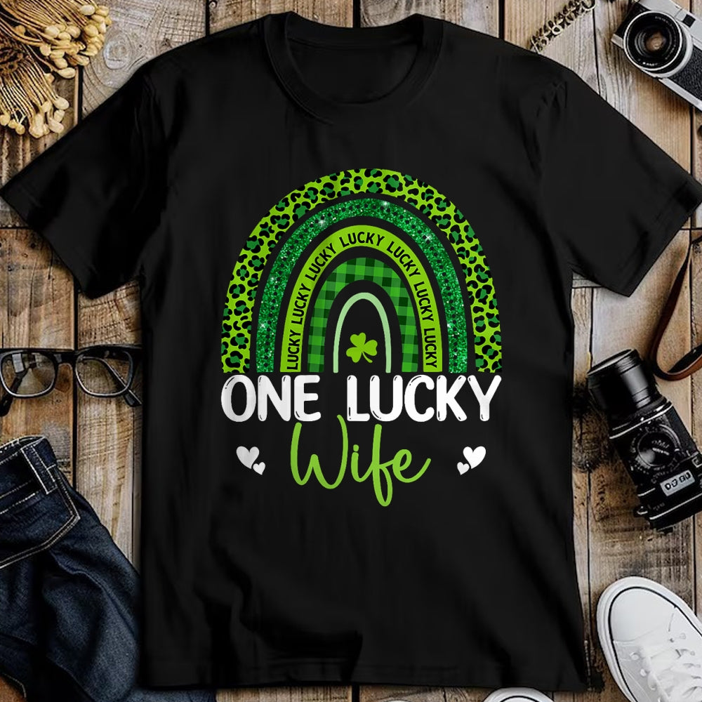 Best Wife Shirt, Wife and Husband Unisex T-Shirt/Hoodie/Sweatshirt HLT00 - Gift for wife T shirt, lucky wife   Womens One Lucky Wife Rainbow Leopard Saint Patrick's Day Tank T