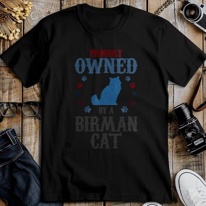 Gift for Dad Shirt, Funny Dad Unisex T-Shirt/Hoodie/Sweatshirt HLT00 – Proudly Owned By A Cat - Father Mother Birman Cat T-Shirt