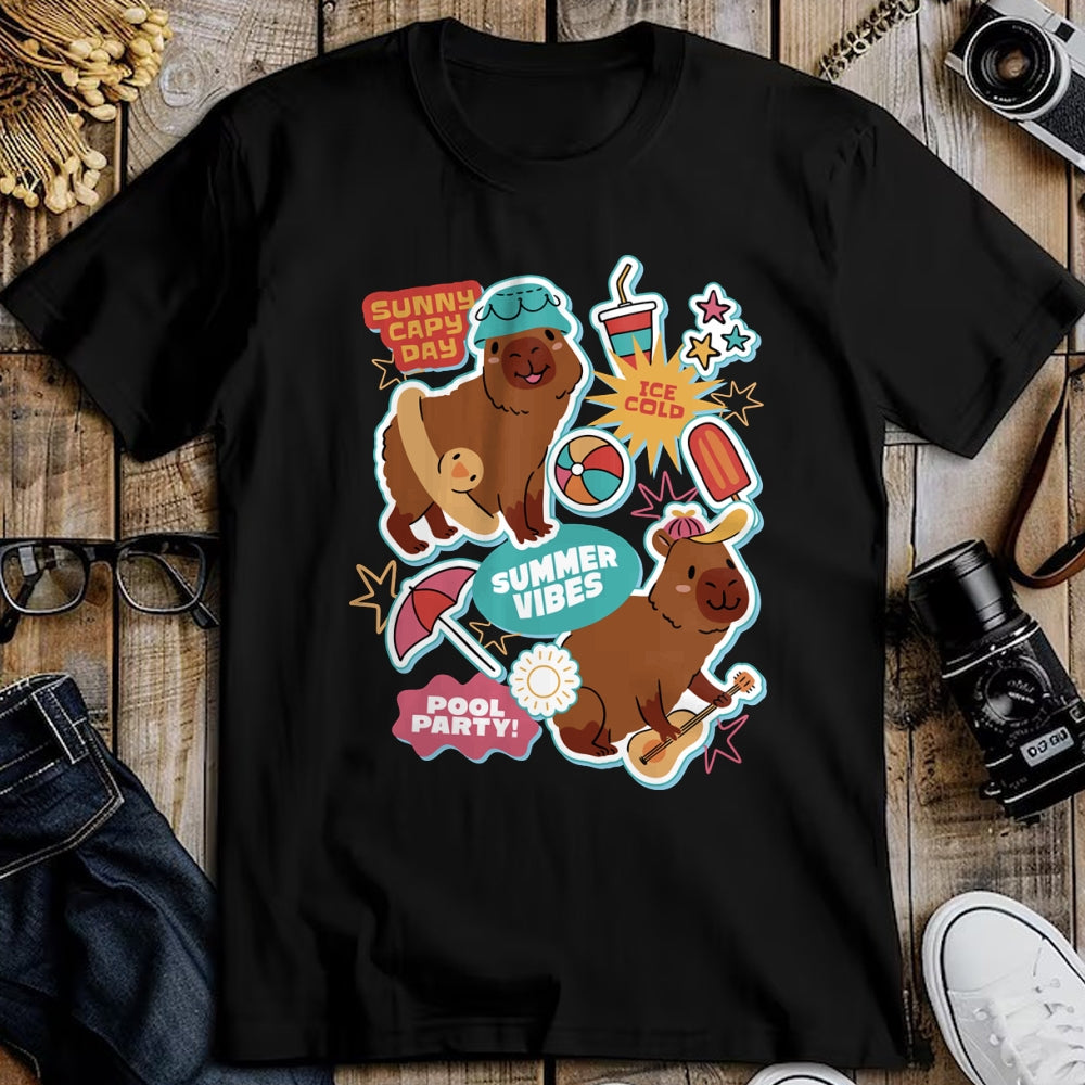 Cute Capybara Shirt, Funny Capybara Unisex T-Shirt/Hoodie/Sweatshirt HLT00 - Summer Capybaras Long Sleeve T-Shirt