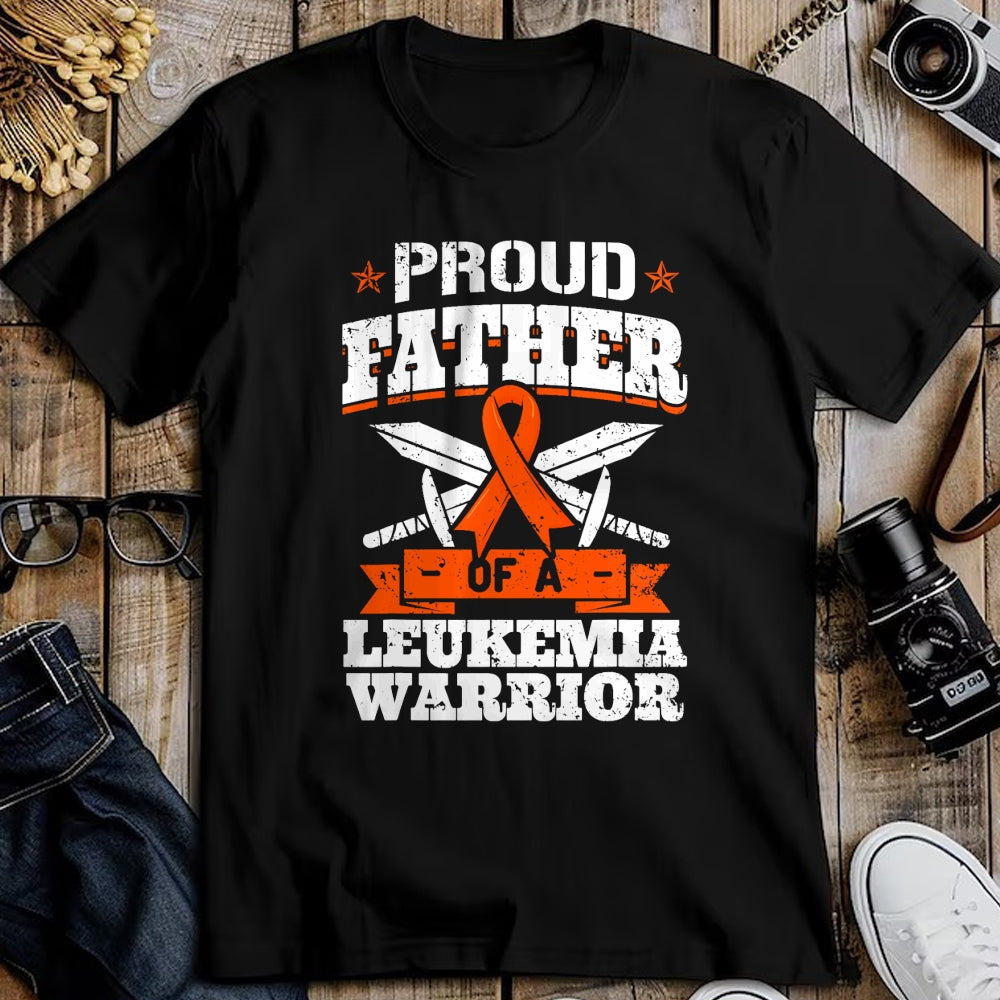 Gift for Dad Shirt, Funny Dad Unisex T-Shirt/Hoodie/Sweatshirt HLT00 – Proud Father Of A Leukemia Warrior Dad Awareness Ribbon T-Shirt