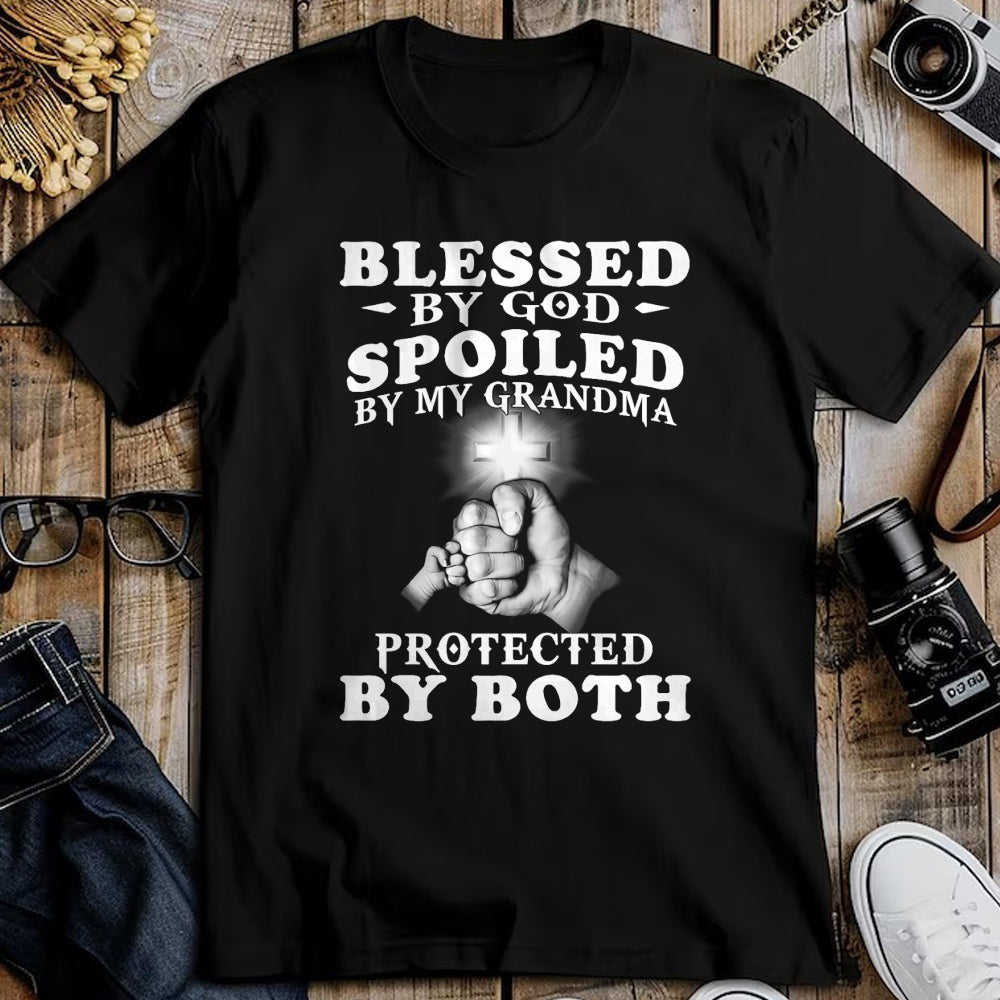 Best Wife Shirt, Wife and Husband Unisex T-Shirt/Hoodie/Sweatshirt HLT00 - Blessed by God spoiled by my grandma protected by both Premium T-Shirt (1)