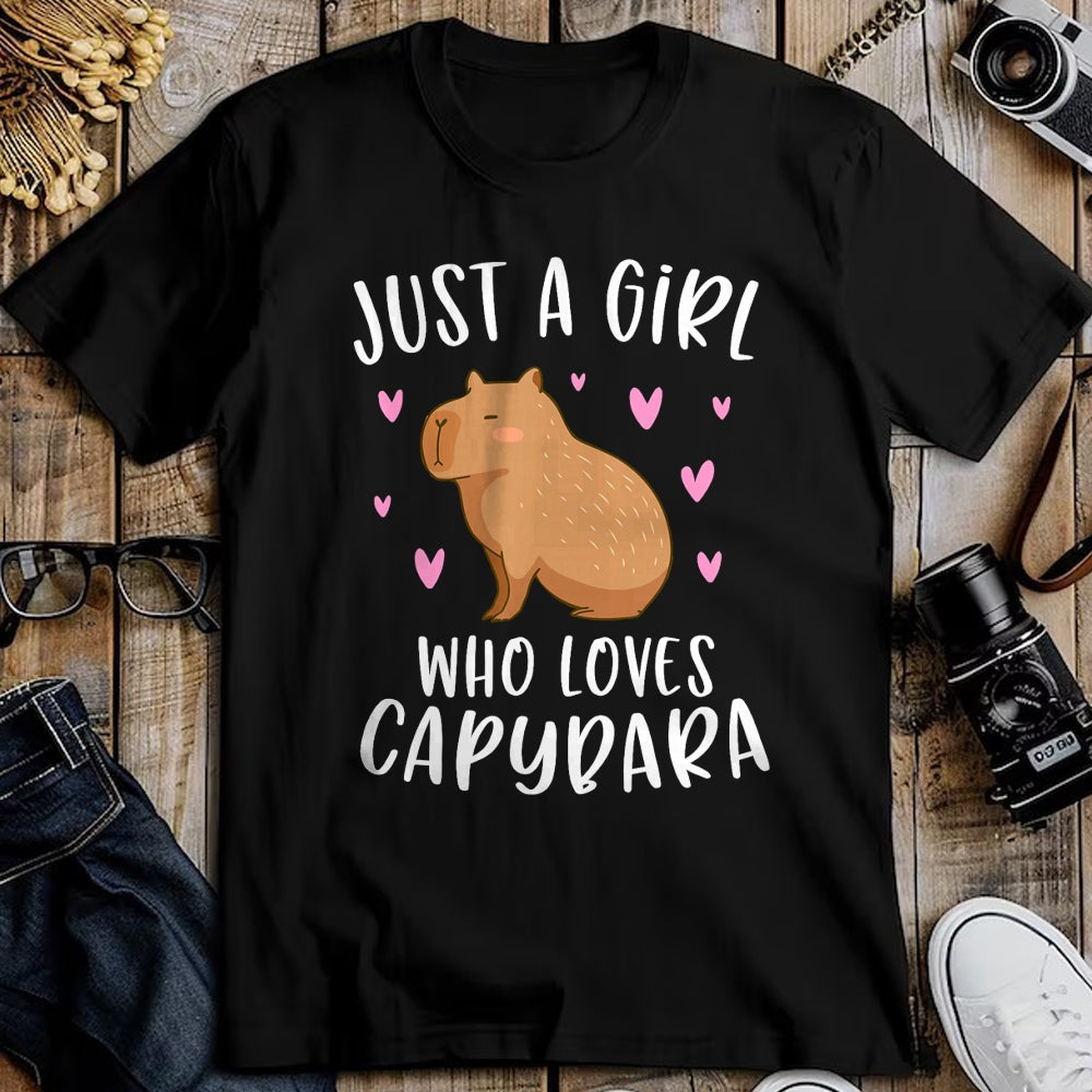 Cute Capybara Shirt, Funny Capybara Unisex T-Shirt/Hoodie/Sweatshirt HLT00 - Cute Capybara Just A Girl Who Loves Capybara T-Shirt