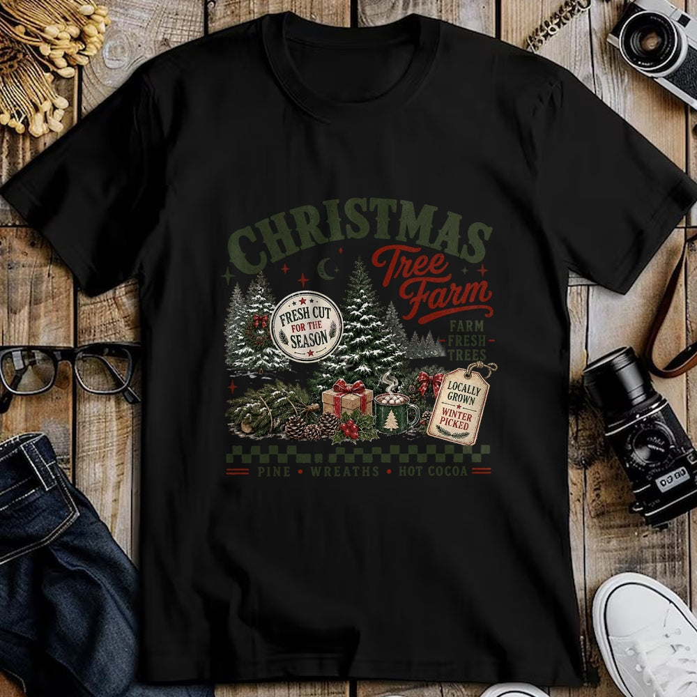 Best Farmer Life Shirt, Funny Farmer UnisexT-Shirt/Hoodie/Sweatshirt HLT00 - Retro Christmas Tree Farm Xmas Farmer T-Shirt